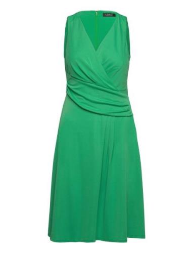 Surplice Jersey Sleeveless Dress Lauren Ralph Lauren Green