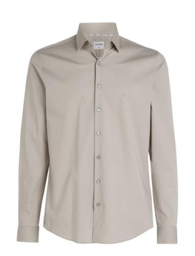 Poplin Stretch Slim Shirt Calvin Klein Beige