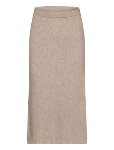 Vicomfy A-Line Knit Skirt- Noos Vila Beige