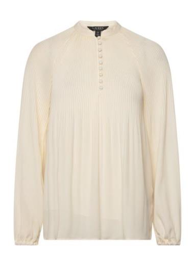 Pleated Georgette Blouse Lauren Ralph Lauren Cream