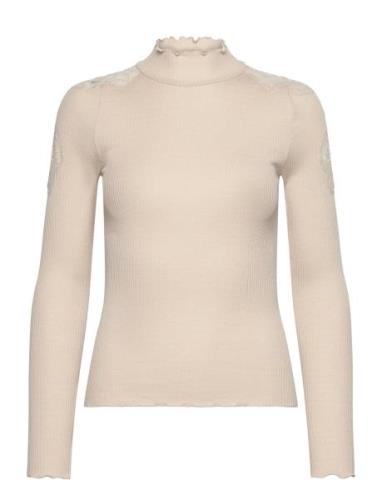 Beatha Silk T-Shirt W/ Lace Rosemunde Cream