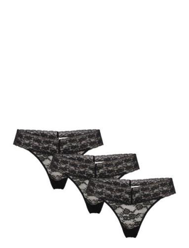 Brief Lacey Thong Low 3 Pack Lindex Black