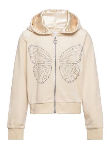 Velour Hoodie With Rhinest S Lindex Cream