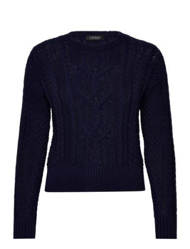 Cable-Knit Cotton Crewneck Sweater Lauren Ralph Lauren Navy