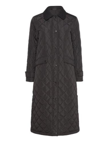 Corduroy-Trim Diamond-Quilted Coat Lauren Ralph Lauren Black