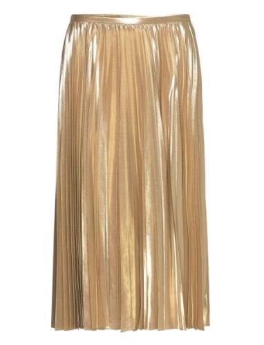 Pleated Metallic Chiffon Skirt Lauren Ralph Lauren Gold