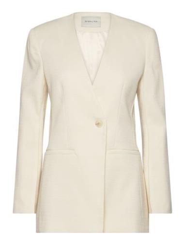 Anisa Collarless Fitted Blazer Malina Cream