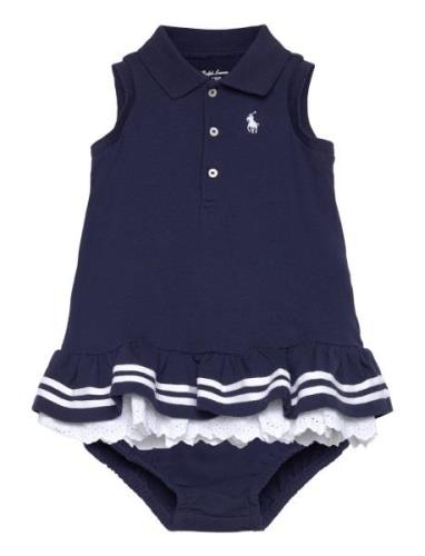 Striped Mesh Polo Dress & Bloomer Ralph Lauren Baby Navy