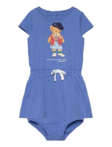 Polo Bear Cotton Jersey Dress & Bloomer Ralph Lauren Baby Blue