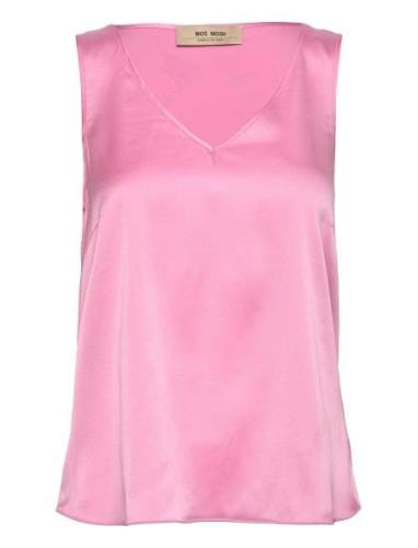 Mmastrid V-Neck Silk Tank Top MOS MOSH Pink