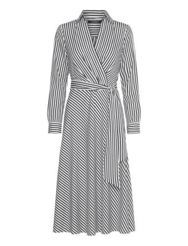 Striped Surplice Crepe Midi Dress Lauren Ralph Lauren Black