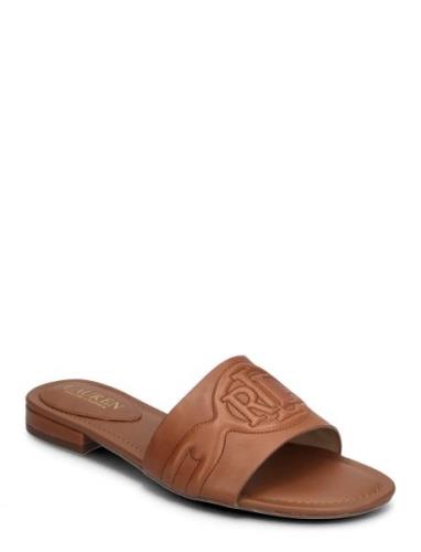 Alegra Iii Leather Slide Sandal Lauren Ralph Lauren Brown