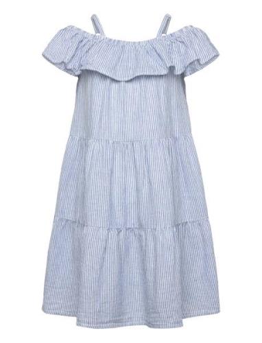 Dress Linen Off Shoulder Lindex Blue