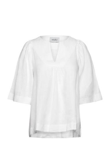 Ellie Linen Top Ella&il White