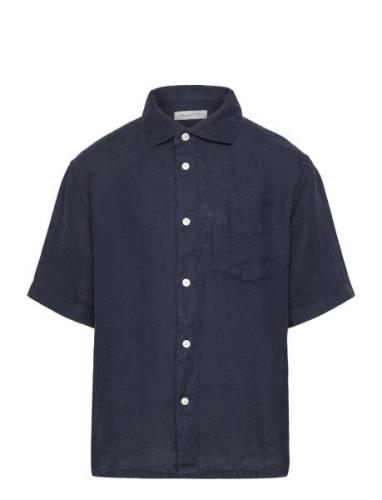 Relaxed Linen Ss Shirt GANT Navy