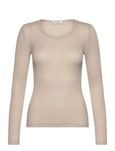 Belize Long Sleeve Pointelle T-Shir Rosemunde Beige