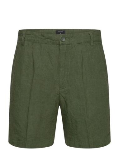 Pleated Linen Shorts Percival Green