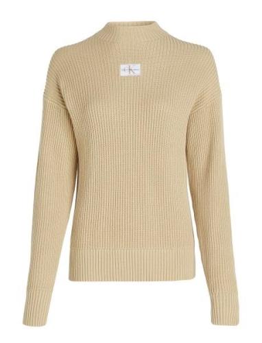 Woven Label Loose Sweater Calvin Klein Jeans Beige