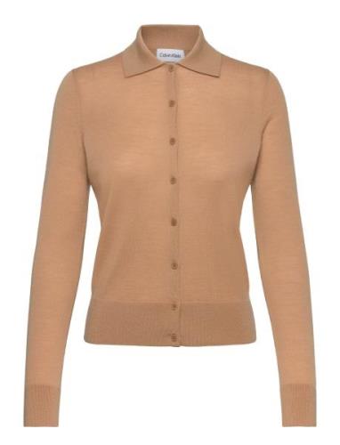 Merino Wool Button Cardi Calvin Klein Beige