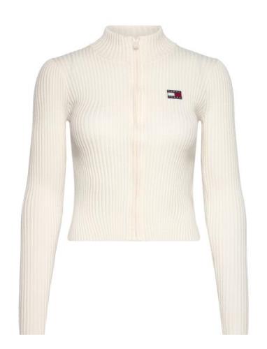 Tjw Zip Thru Badge Cardigan Tommy Jeans White