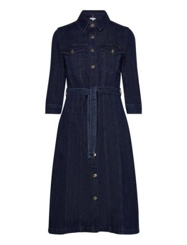 Dnm Midi Belted Dress Cler Tommy Hilfiger Blue