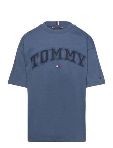 Varsity Embroidery Tee Ss Tommy Hilfiger Blue