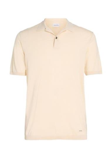 Cotton Silk Polo Shirt Calvin Klein Cream