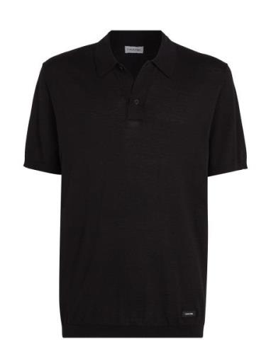 Cotton Silk Polo Shirt Calvin Klein Black