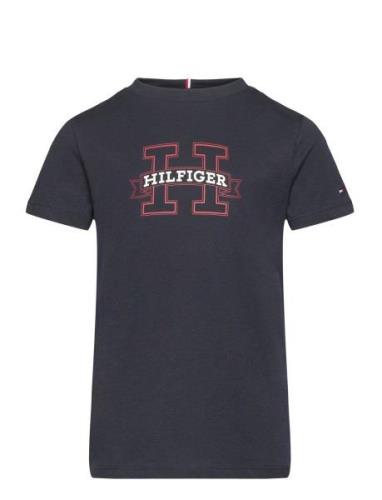 H Print Regular Tee Ss Tommy Hilfiger Navy