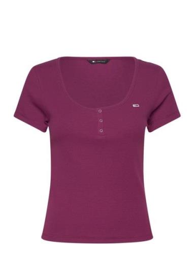 Tjw Slim Henley Top Ss Tommy Jeans Purple