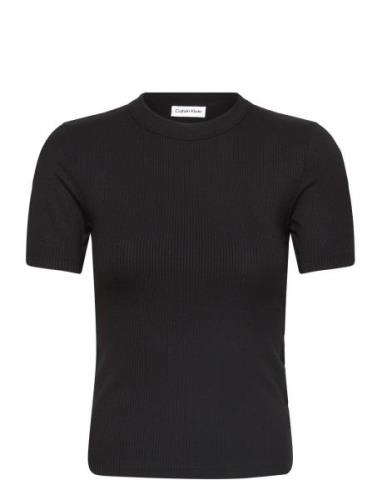 Modal Rib Slit Detail T-Shirt Ss Calvin Klein Black