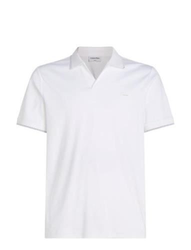 Smooth Cotton Open Placket Polo Calvin Klein White