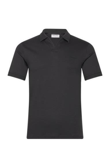 Smooth Cotton Open Placket Polo Calvin Klein Black