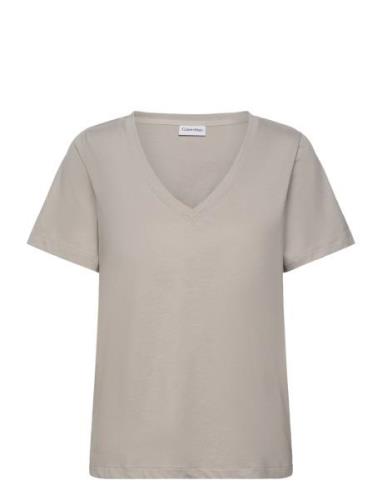 Liquid Touch V Neck Tee Ss Calvin Klein Beige