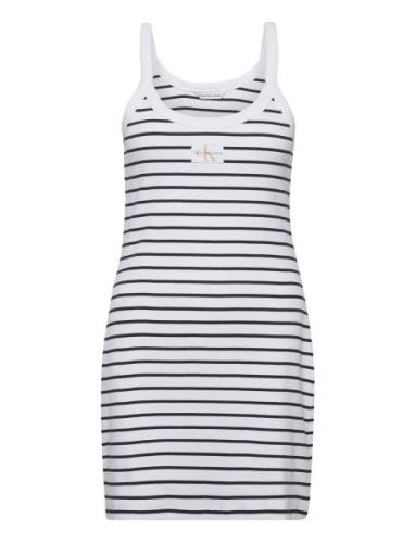 Woven Label Rib Tank Dress Calvin Klein Jeans White