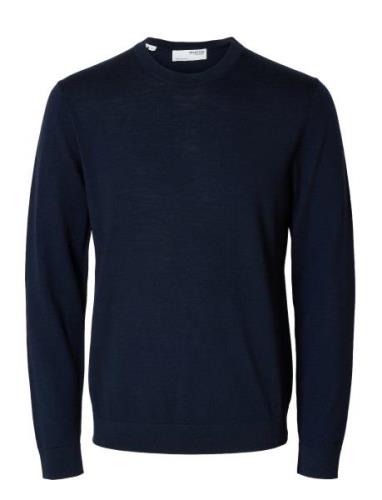 Slhtray Ls Knit Merino Crew Neck Noos Selected Homme Navy