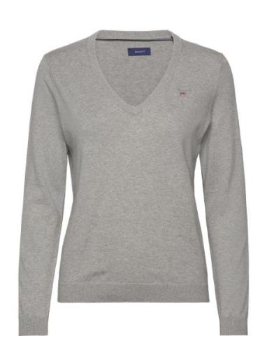 Cotton V-Neck GANT Grey