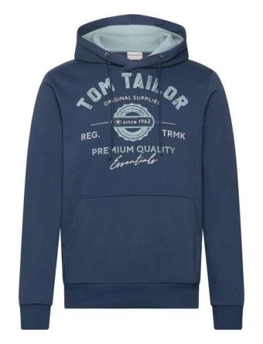 Hoodie With Print Tom Tailor Navy