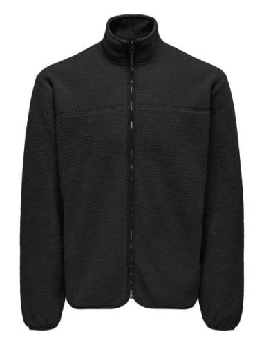 Onsemilio Reg Fullzip Highneck Swt Vd ONLY & SONS Black