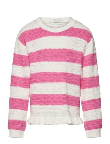 Knitted Striped Pullover Tom Tailor Pink