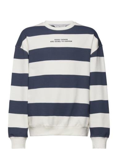 Striped Cotton-Blend Sweatshirt Mango Navy