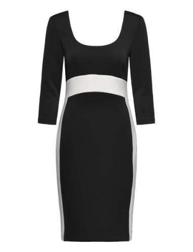 Neoprene Scuba Scoop Neck Dress Calvin Klein Black