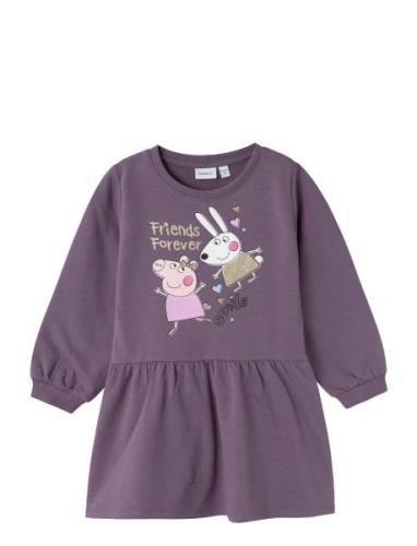 Nmfamira Peppapig Ls Swe Dress Bru Cplg Name It Purple