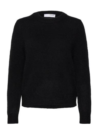 Slfsia Ras Ls Knit O-Neck Noos Selected Femme Black