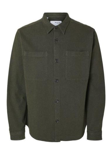 Slh-Heavy Twill Overshirt Ls Noos Selected Homme Green