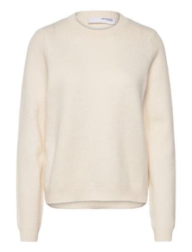 Slfana Ls Knit O-Neck Noos Selected Femme Cream