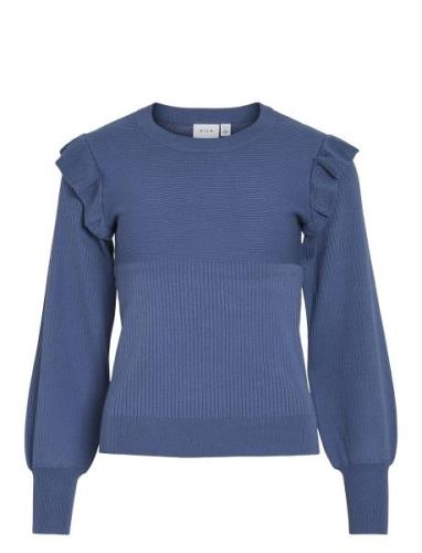 Vineira O-Neck L/S Rib Knit Top - Noos Vila Navy