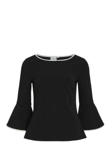 Visola 3/4 O-Neck Contrast Top/Ka Vila Black