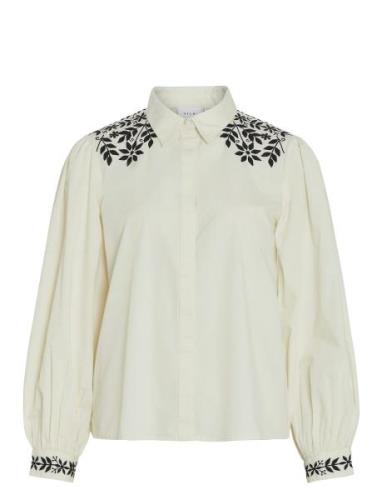 Vicaria L/S Embroidery Shirt/R Vila White