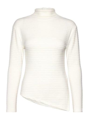 Slfganna Ls T-Neck Top Selected Femme White